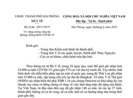 Tăng cường công tác phòng, chống bệnh COVID-19 trên địa bàn thành phố Hải Phòng